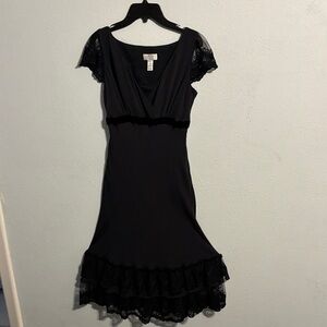 Ann Taylor LOFT Elegant Black Lace Trim Dress
